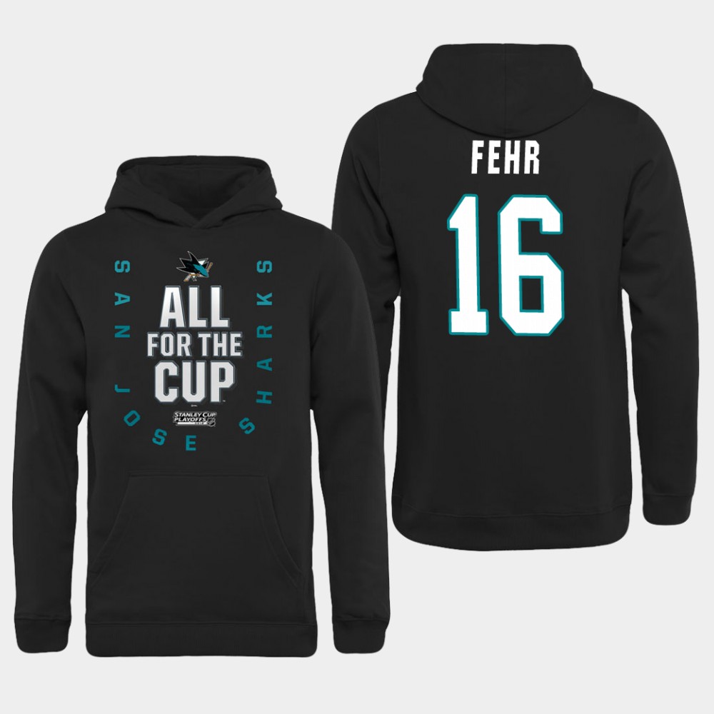 Men NHL Adidas San Jose Sharks #16 Fehr black hoodie